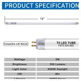 12 Inch F8T5/DL LED Replacement Bulbs, 6500K Daylight, T5 LED 5 Watts Replace Fluorescent Bulb with LED, Replacement Tube for Counter and Cabinet Fixture, 4 Pack - Retail: $19