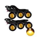 Eagle Eye LED Lights, DIY Ultra Thin 18mm Indicator Marker Light Daytime Running Lights DRL Tail Fog Backup for Car Motor Motorcycle Truck Boat (BK Shell-Yellow,6PCS), OTPLED0357 - Retail: $9