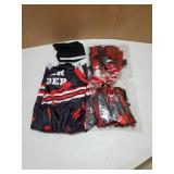 Spooktacular Creations Halloween Cheerleader Costume for Girls, Kids Zombie Cheerleader Outfit, Dead Fearleader Dress for Halloween Scary Costume Role Play Parties, Red Black