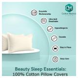 Cotton Metrics Linen 2 Pack Pillow Shams Queen Size 20x30 600 Thread Count 100% Organic Cotton Ivory Pillow Covers with 2 Inch Flange, Soft & Smooth Premium Hotel-Quality Pillowcases Set of 2 - Retail