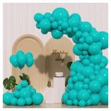 Turquoise Blue Peacock Blue Balloons 145pcs Different Sizes 5in 10in 12in 18in Teal Aqua Latex Balloon Arch Kit Garland for Wedding Baby Shower Birthday Party Decoration - Retail: $10
