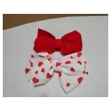 Baby Girl Bows Newborn Headband 0-6 Months Infant Big Bows for Birthday/Baby Shower/Photography/Baby Gifts (Red & Love)