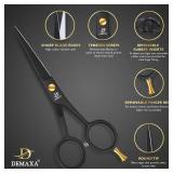 5 Professional Beard Scissors for men Mustache Scissors with 1 Mustache Comb, 1 Beard Comb & Soft Pouch Perfect Beard shears mustache kit for All Facial Hair Moustache Grooming kit for Men (missing 1 