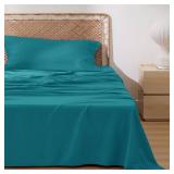 Cooling Sheets Twin, Rayon Derived from Bamboo, Breathable & Soft Twin Sheets Set, Deep Pocket Up to 16 Inches, Hotel Luxury Silky Bedding for Hot Sleepers, Turquoise - Retail: $41