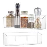 2 Pack Spice Rack, Spice Organization for Cabinet, Storage Organizer Bins, Clear Plastic Seasoning Jars Rack Condiment Bottles Shelf Makeup Organizer for Kitchen Cabinet Doors Pantry RV Organization -