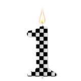 Racing Cars Themed Birthday Candle, Checkered Flag Number Candles Black and White Candles Happy Birthday Cake Topper Party Decorations for Boys Racing Cars Themed Party Supplies (Number 1) - Retail: $