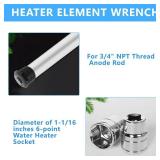 RV Water Heater Element Socket Wrench 1-1/16 Inch Socket for 3/4 NPT Thread Magnesium Rods on RV with Sealing Tape 1/2-Inch Drive 6-Point Water Heater Socket for RV, Camper Travel - Retail: $8'