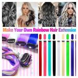 11PCS Black Hair Extensions Clip in, Colored Party Highlights Extension for Girls Women Synthetic Hairpiece Straight 22 inch - Retail: $7