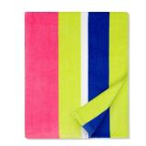 Large Beach Towel Oversized - Cotton Velour 35 x 70 Inch Rainbow Striped Terry Pool Towel, Cabana Soft Swimming Towel for Adults Women Men (Rainbow Pink) - Retail: $21