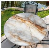 52 Inch Marble Round Tablecloth Elastic Tablecloths Fitted Indoor Outdoor Round Table Cover Washable Reusable Table Cover for Kitchen Picnic Party - Retail: $27