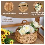Small Gift Wicker Picnic Basket with Handle, Willow Flower Girl Basket for Weddings Garden and Home Decor -Wicker Storage Basket-Natural - Retail: $19