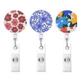 Badge Reel Retractable Cute ID Card Badge Holder with Sturdy Alligator Clip Name Nurse Decorative Badge Reel Clip on Card Holders (3 Pack Cute Retro Floral) - Retail: $8