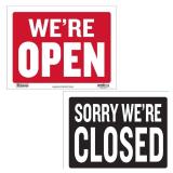 Open & Closed Sign 12x16', Double Sides Plastic Vinyl Signs, Business Store Office Restaurants Bars Shops, Waterproof Indoor Signage, 1-Pack - Retail: $5'