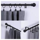 Curtain Rods for Windows 48 to 84-92 inch, 5/8 Matte Black Curtain Rod, Stainless Steel Small Curtain Rods for Bedroom, Living Room,Kitchen, Farmhouse, Outdoor Curtain rod Black - Retail: $13'