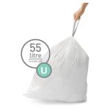 simplehuman Code U 100 Count, Dispenser Pack Custom Fit Liners, Drawstring Trash Bags, 55 Liter / 14.5 Gallon, White - Retail: $37