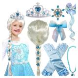Princess Wig Braid with Tiara Necklace Gloves Princess Dress Up Costume Cosplay Accessories for Kids Girls (missing pieces) - Retail: $18