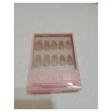 Press On Nails - Selenite | Soft White Sparkle Short Almond Fake Nails with a Glossy Finish, Salon Quality | 15 Sizes - 30 Nail Kit with Glue - Retail: $18