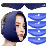 Wisdom Teeth Ice Pack Head Wrap, Face Ice Pack for Jaw Oral Surgery Pain Relief for TMJ, Teeth Removed, 4 Cold Therapy Gel Packs Reusable, Blue - Retail: $8