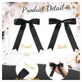 Black Satin Ribbon Bows 5x7 Inch Large Twist Tie Bow for Gift Wrapping Champagne Bottle Balloon Treat Bag DIY Craft Decor Wedding Bridal Baby Shower Birthday Holiday Party - Retail: $14