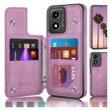 Designed for Moto G Play 2024 Case Wallet with Card Holder [Magnetic Clasp Cover] [RFID Blocking Leather Protection] Shockproof Women Men Cases for Moto G Play 2024 Light Purple