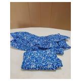 Layered Ruffle Bikini for Women High Waisted Bikini Sets Spaghetti Bandeau Swimsuits Padded Bathing Suit Blue Floral, M