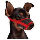 WLLHYF Soft Nylon Muzzle - Breathable Mesh Fabric, Anti Barking, Comfortable & Adjustable for Small Dogs (Red) - Retail: $7