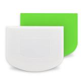 Ram-Pro White And Green Bowl Scraper Flexible Food Safe Plastic Scraper Chopper Multipurpose Good Grip Curved and Flat Edge Pizza and Dough Cutter for Kitchen Pack of 2 - Retail: $7