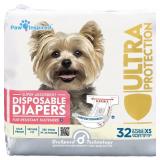 Paw Inspired 32ct Disposable Dog Diapers | Female Dog Diapers Ultra Protection | Diapers for Dogs in Heat, Excitable Urination, or Incontinence (X-Small) - Retail: $17