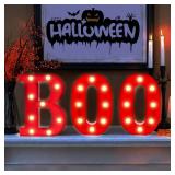 Halloween Decorations, BOO' Light Up Sign, LED Marquee Light Up Letters, Halloween Decor Indoor for Kitchen, Bedroom, Party, Tabletop - Retail: $10'