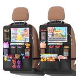 Backseat car Organizer with Touch Screen,2PACK of car organizer Kick Mats Back Seat Protector with 10pcs Storage Pockets, Car Seat Back Organizers Storage for Kids road trip essentials - Retail: $22