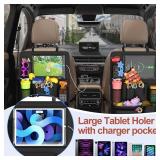 Backseat car Organizer with Touch Screen,2PACK of car organizer Kick Mats Back Seat Protector with 10pcs Storage Pockets, Car Seat Back Organizers Storage for Kids road trip essentials - Retail: $22