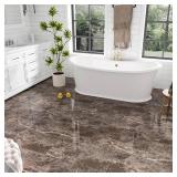 12 x 12' Peel and Stick Floor Tiles Waterproof, Polish Taupe Marble Self Adhesive Vinyl Flooring for Bathroom, Kitchen, Living Room, RV, Vinyl Floor Tiles Cover 10 Sq.Ft, 10-Pack, Glossy Brown - Retai