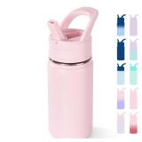 Fijinhom 12oz Kids Water Bottle for School, Toddler Bottles with Straws, Stainless Steel Vacuum Insulated Water Bottle for Boys&Girls, Leak-Proof, BPA-Free, Pink - Retail: $10