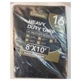 Tarp Waterproof 8x10Ft, Extra Thick 16 Mil Heavy Duty Tarp Cover, Tear & Fade Resistant, Outdoor Tarps with Brass Grommets and Reinforced Edges for Roof, Camping, Patio, Boat. - Retail: $30