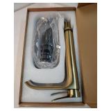 Tall Waterfall Bathroom Faucet for Vessel Sink, Modern Single Handle 1 Hole Deck Mount for Tall Bathroom Tops, Pop-Up Drain Stopper & Hot/Cold Supply Hoses, Vessel Sink Faucets Brushed Gold