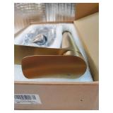 Tall Waterfall Bathroom Faucet for Vessel Sink, Modern Single Handle 1 Hole Deck Mount for Tall Bathroom Tops, Pop-Up Drain Stopper & Hot/Cold Supply Hoses, Vessel Sink Faucets Brushed Gold