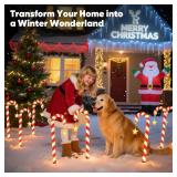 Solar Christmas Lights Outdoor Waterproof: 24-Pack Solar Candy Cane Christmas Decorations Outdoor Pathway Lights with Stakes 10 Modes, 144 LED Xmas Decorations for Yard Garden Holiday Decor. VISIBLE U