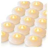 24 Pack 3' Flameless Led Floating Candles, 200 Hour White Battery Operate Waterproof Tealights for Cylinder Vases, Centerpieces at Wedding Decor, Party, Pool - Retail: $23