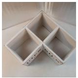 Extra Large Kitchen Utensils Holder with 3 Compartments, Corner Shelf, Wooden Utensil Organizer for Kitchen Countertop, Farmhouse Decor, Rustic Cooking Utensil - White grain - Retail: $32
