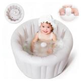 Inflatable Baby Bath Seat for Sitting Up XL, Inflatable Soft Tub for 24-36 Months, Anti - Collision with Temperature Sensing, Portable Toddler Bath Support for Home & Travel - Retail: $20