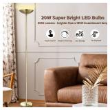Floor Lamp, Torchiere Standing Lamp,20W 2000LM LED Tall Floor Lamp, Stepless Dimmable, Touch Control,50000hrs Lifespan, Pale Floor Lamps for Living Room, Standing Lamps for Bedroom, Gold - Retail: $65