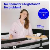 Wood Bedside Shelf for Bunk Bed & Top Bunk, College Dorm Room Essentials, Loft Nightstand, Floating Bed Side Table Tray Storage, Dorm Room Decor by Smallish - (Flexfit Bamboo, Natural). CRACK NEAR TWO