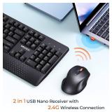 New Wireless Keyboard and Mouse, Computer Keyboard Mouse Combo, 3 DPI Adjustable Mouse Full-Sized Cordless Keyboard, for PC/Computer/Laptop/Windows/Mac, Black. - Retail: $30