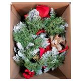 Christmas Garland with Lights, 9FT 30 LED Prelit Christmas Garland for Mantle, Outdoor Indoor Christmas Decorations Garland Battery Operated with Timer, Bows, Flowers for Stairs, Railing, Fireplace, D