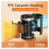 Electric Space Heater, Portable Small Space Heater with Temperature Sensor for Indoor Use, Digital Display, 1-12H Timer, Eco and Fan Mode,1500W PTC Ceramic Fast Safety Heat.  FAN DOES NOT BLOW. - Reta
