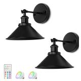 Battery Wall Sconces Set of Two, Battery Operated Sconces, Dimmable Cordless Wall Sconce, RGB Fabric Wall Lights No Hardwired Need, Suitable for Bedroom Living Room Corridor Kitchen - Retail: $25