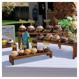 2 Set Wooden Tiered Risers Display Stands for Vendor Events, Stackable Wooden Cupcake Display Stand, Farmhouse Decor Wood Dessert Table Display Set, Vendor Booth Display Items, Food Display Risers for