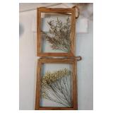 Dried Flowers Grass Wall Art Set of 2 Natural Plant Artwork with Clear Glass Display Frame and Jute Rope Gallery Wall Decor Living Room Decor - Retail: $32