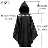 Adult Medieval Renaissance Hooded Cloak Women Short Steampunk Goth Cape with Hood Ponchos Halloween Witch Cosplay 90cm Adult Medieval Renaissance Hooded Cloak Women Short Steampunk Goth Cape with Hood Ponchos Halloween Witch Cosplay 90cm