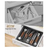 Aujen Silverware Organizer - Expandable Kitchen Drawer Organizer, Adjustable Utensil Organizer, Cutlery Tray for Forks, Knives, Multipurpose Kitchen Organizers and Storage Solution, Black, X-Large Aujen Silverware Organizer - Expandable Kitchen Drawer Organizer, Adjustable Utensil Organizer, Cutlery Tray for Forks, Knives, Multipurpose Kitchen Organizers and Storage Solution, Black, X-Large